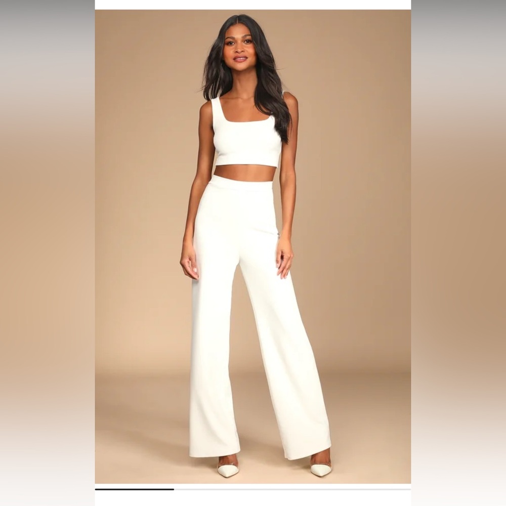 Only Tonight Ivory Two-Piece Wide-Leg Jumpsuit